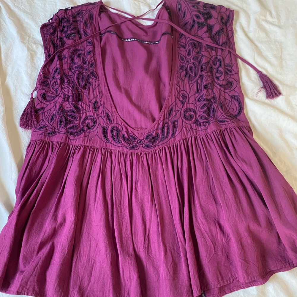 Free People Crochet Open Back Mini Dress